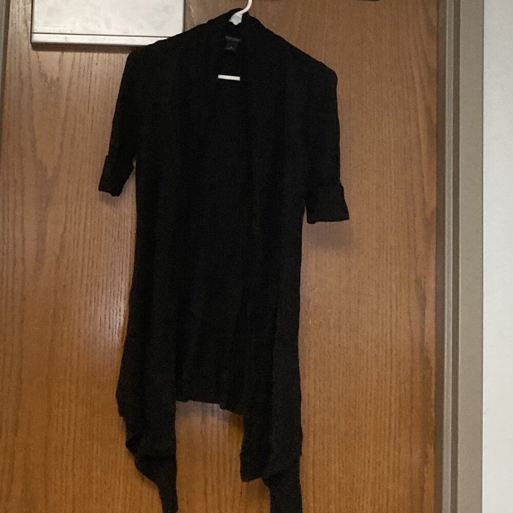 White House Black Market black short sleeve shrug or sweater sz small